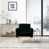 Modern Accent Chair Upholstered Reading Chair Sofa Chair with Metal Legs and Waist Pillow Side Chair for Living Room Bedroom Office (Green,Teddy Fabri