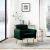 Modern Accent Chair Upholstered Reading Chair Sofa Chair with Metal Legs and Waist Pillow Side Chair for Living Room Bedroom Office (Green,Teddy Fabri