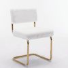 A&A Furniture,Modern Dining Chairs with Artificial Rabbit Hair,Gold Metal Base, Accent Armless Kitchen Chairs with Channel Tufting, Upholstered Fake F