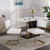 A&A Furniture,Modern Dining Chairs with Artificial Rabbit Hair,Gold Metal Base, Accent Armless Kitchen Chairs with Channel Tufting, Upholstered Fake F