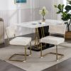 A&A Furniture,Modern Dining Chairs with Corduroy Fabric,Gold Metal Base, Accent Armless Kitchen Chairs with Channel Tufting, Side Chairs, Set of 2, Be