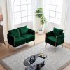 Stylish Handmade Woven Back Upholstered Sofa Set with 1 Accent Chair and 1 Loveseat Sofa, Modern Sofa Set for Living Room And Small Living Spaces , Gr