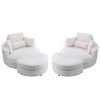 [Video] Welike Swivel Accent Barrel Modern Sofa Lounge Club Big Round Chair with Storage Ottoman TEDDY Fabric for Living Room Hotel with Pillows. *2PC