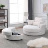 [Video] Welike Swivel Accent Barrel Modern Sofa Lounge Club Big Round Chair with Storage Ottoman TEDDY Fabric for Living Room Hotel with Pillows. *2PC