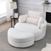 [Video] Welike Swivel Accent Barrel Modern Sofa Lounge Club Big Round Chair with Storage Ottoman TEDDY Fabric for Living Room Hotel with Pillows. *2PC