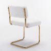 A&A Furniture,Modern Dining Chairs with Artificial Rabbit Hair,Gold Metal Base, Accent Armless Kitchen Chairs with Channel Tufting, Upholstered Fake F